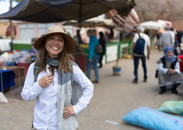 Leah exploring a local market in Morocco