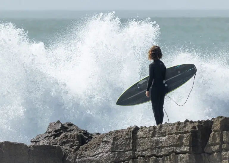 A surfer near Taghazout on the Atlantic Coast