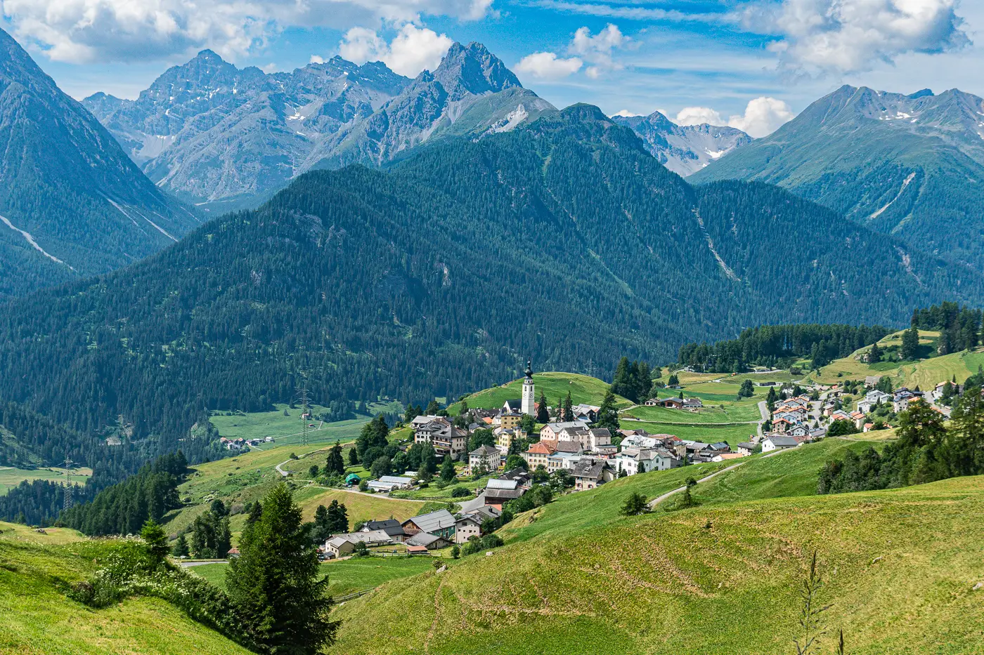 An alpine village in the lower Engadin region of Switzerland