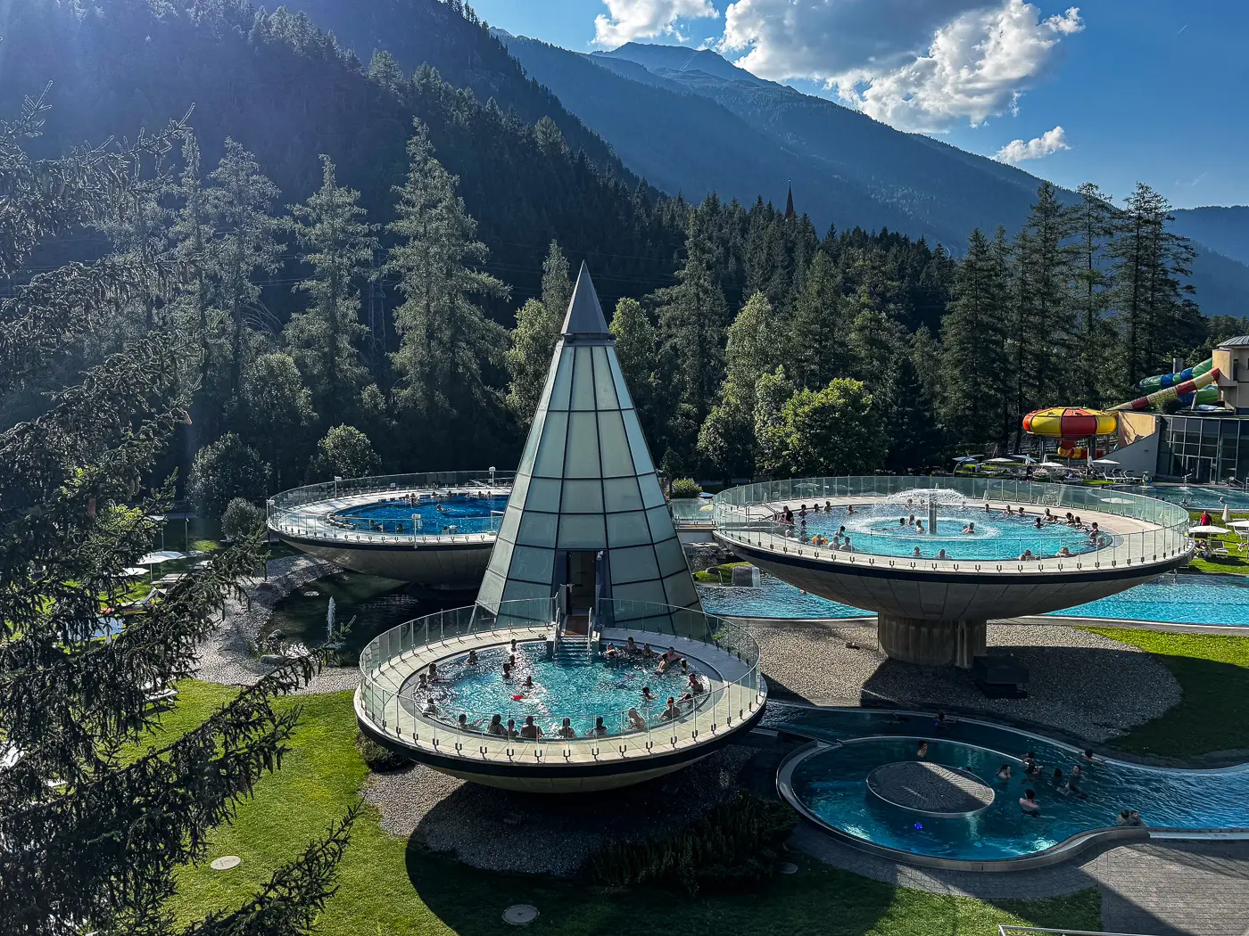 Karl and Leah soaking it up at the Aqua Dome thermal spa in Austria