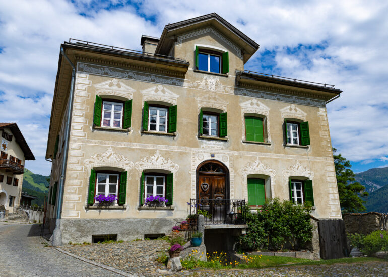 An Engadin house in the lower Engadin region of Switzerland