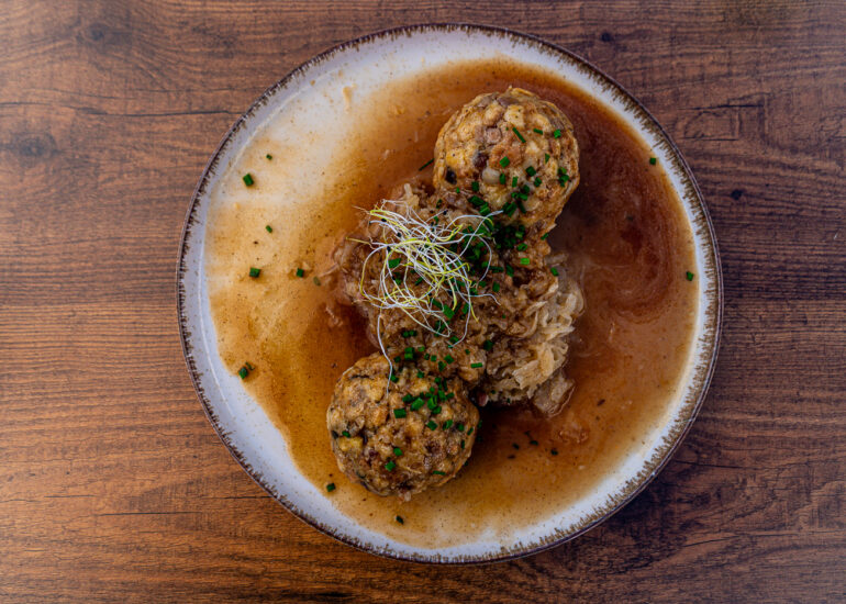 Knödel an after h ike hut meal in Montafon in Austria