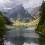A beautiful lake view from a hut in the Alpstein region in Switzerland