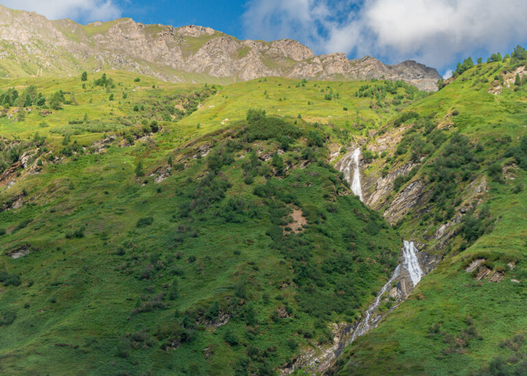 A waterfall in Hohe Tauern National Park in Austria.