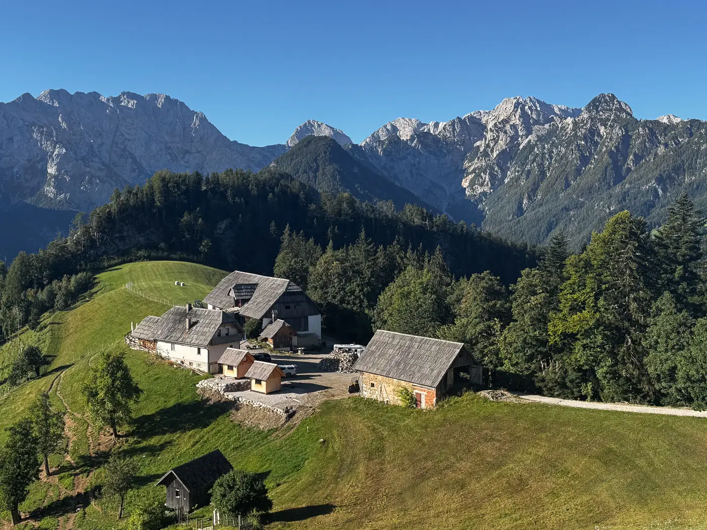 An alpine farm in the Kamnik Savinja Alps region in Slovenia
