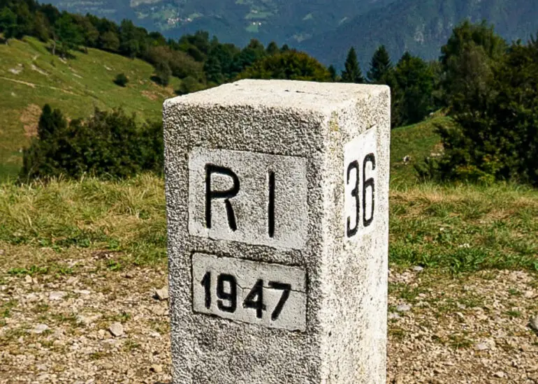A border marker between Italy and Slovenia 1947