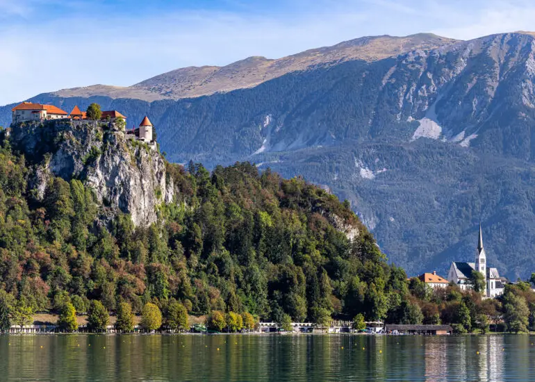 The picturesque castle on Lake Bled in Slovenia