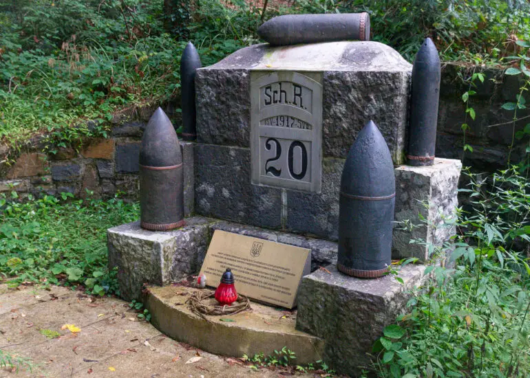 A World War I artillery memorial in Slovenia